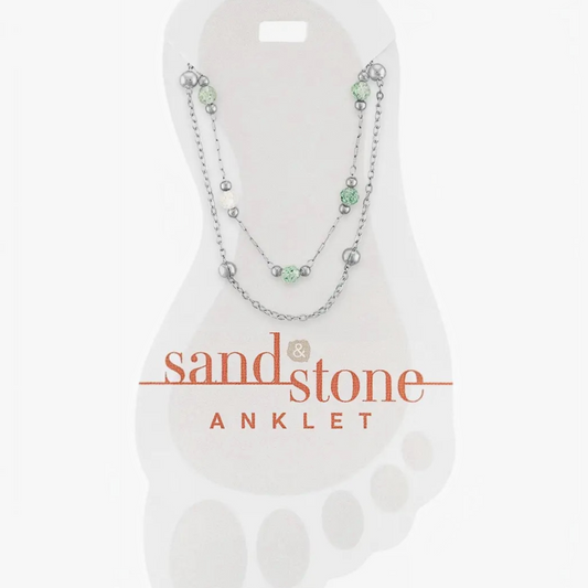 Sand & Stone Anklets: Silver Seaglass Duo Chain Anklet