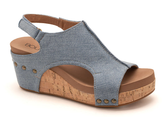 Carley Blue Denim Wedge by Corkys