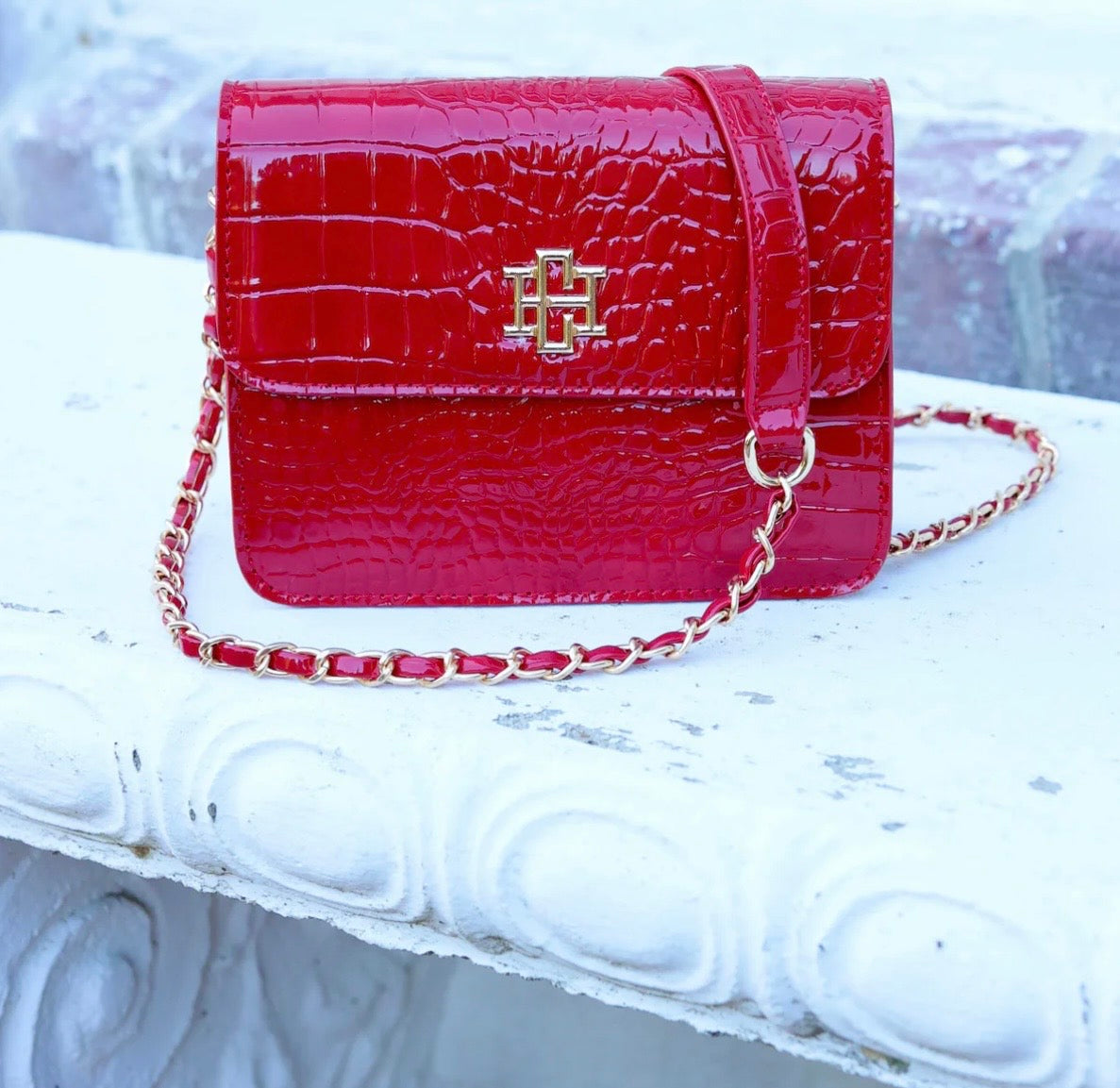 Evelyn Crossbody Red Patent EC by Caroline Hill