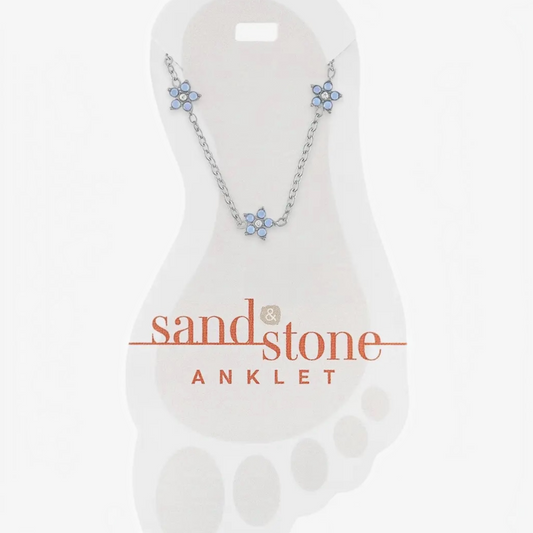 Sand & Stone Anklets: Silver Air Blue Opal Flower Anklet