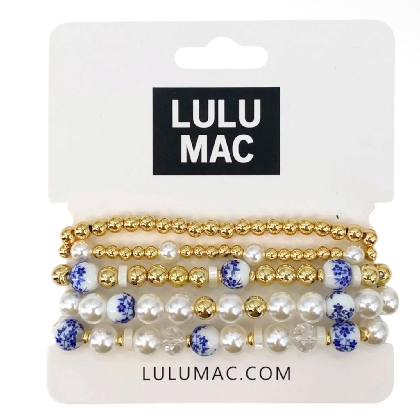 Gold/Pearls With Light Blue Accents Bracelets by Lulu Mac