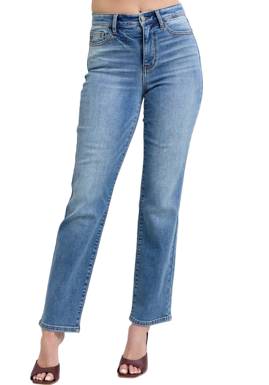 Vintage Wash Thermal Straight Jeans by Judy Blue