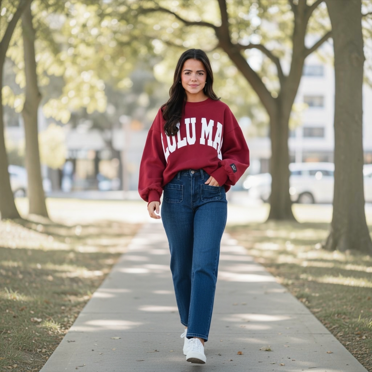 Lulu Mac Sweatshirt Cardinal/White Puff
