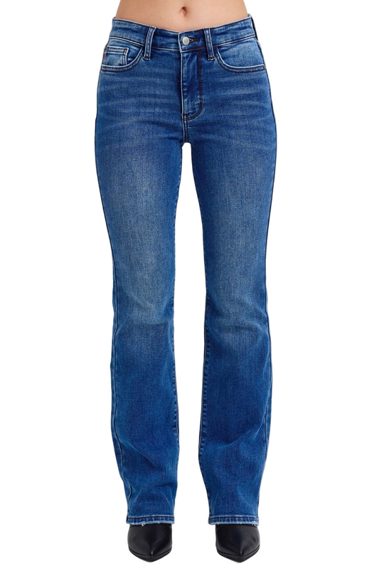 Mid Rise Thermal Bootcut Jeans by Judy Blue