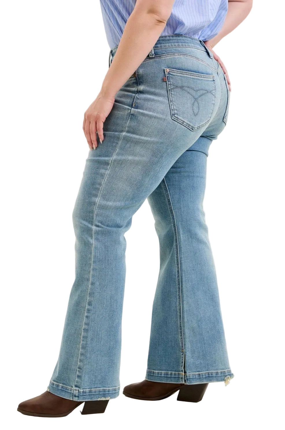 Mid Rise Short Inseam MD Flare Jeans by Judy Blue