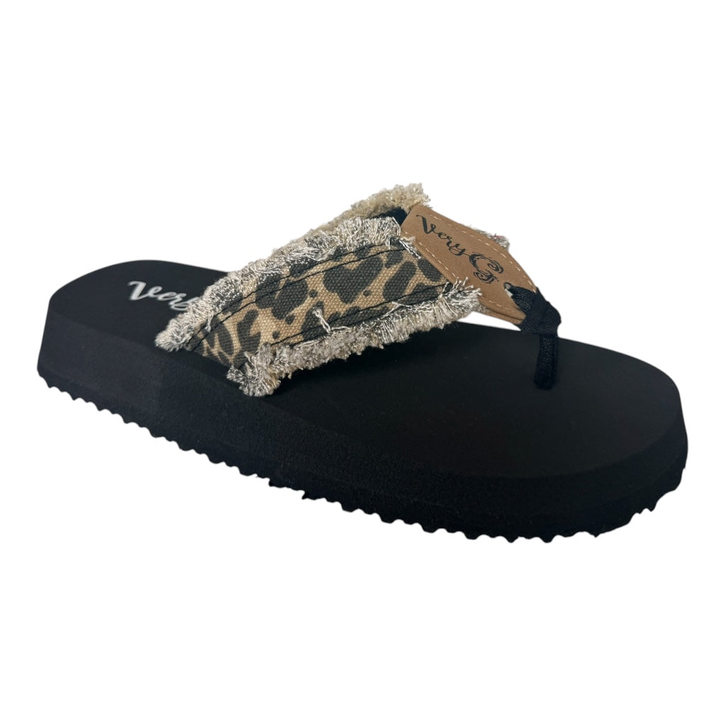 GJazz 3 Tan Leopard Flip Flops by Very G