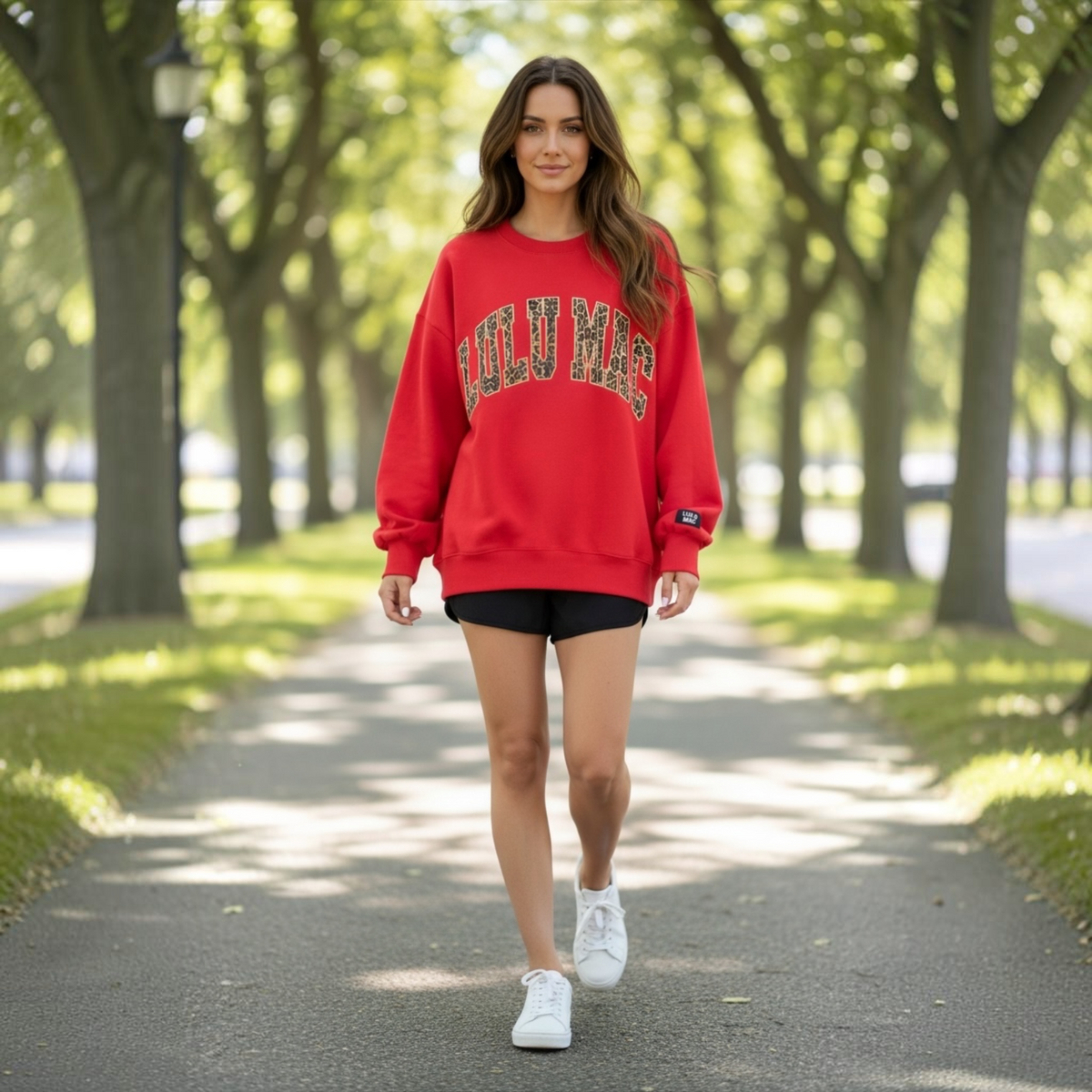 Red Leopard Print Sweatshirt by Lulu Mac