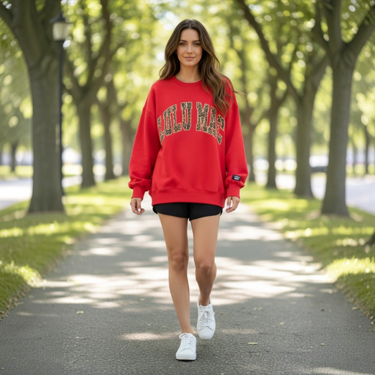 Red Leopard Print Sweatshirt by Lulu Mac