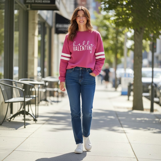 Hello Valentine Dark Pink Sweatshirt