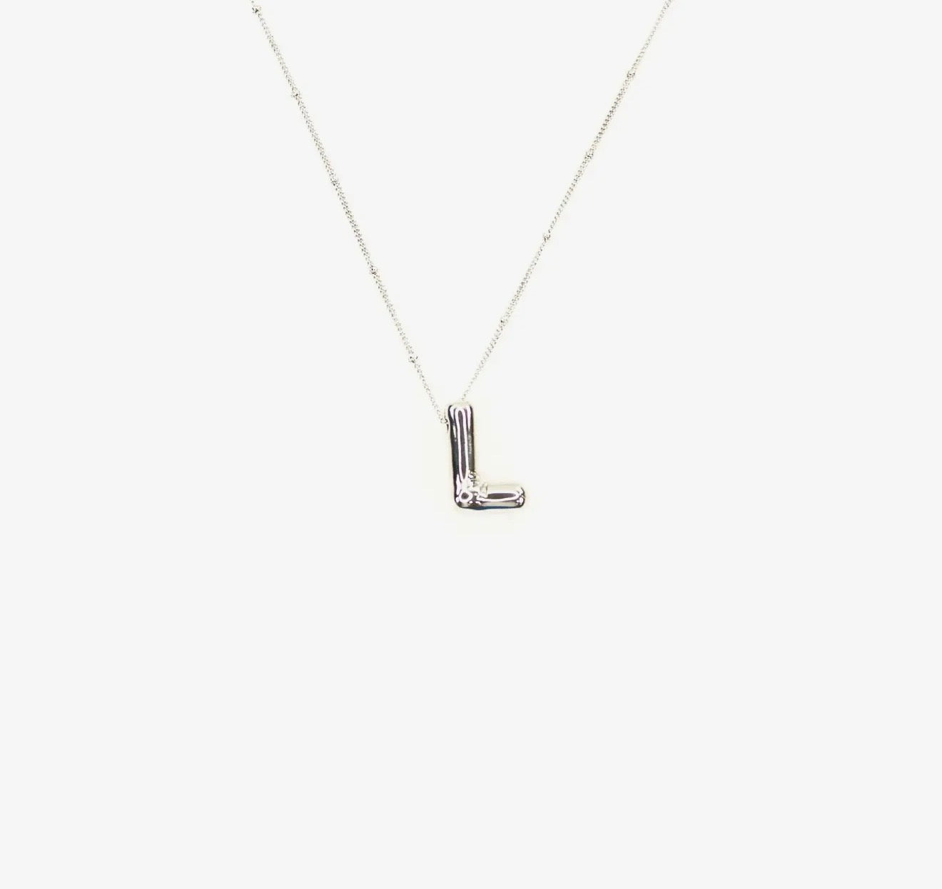 Initial Balloon Bubble Silver Necklace