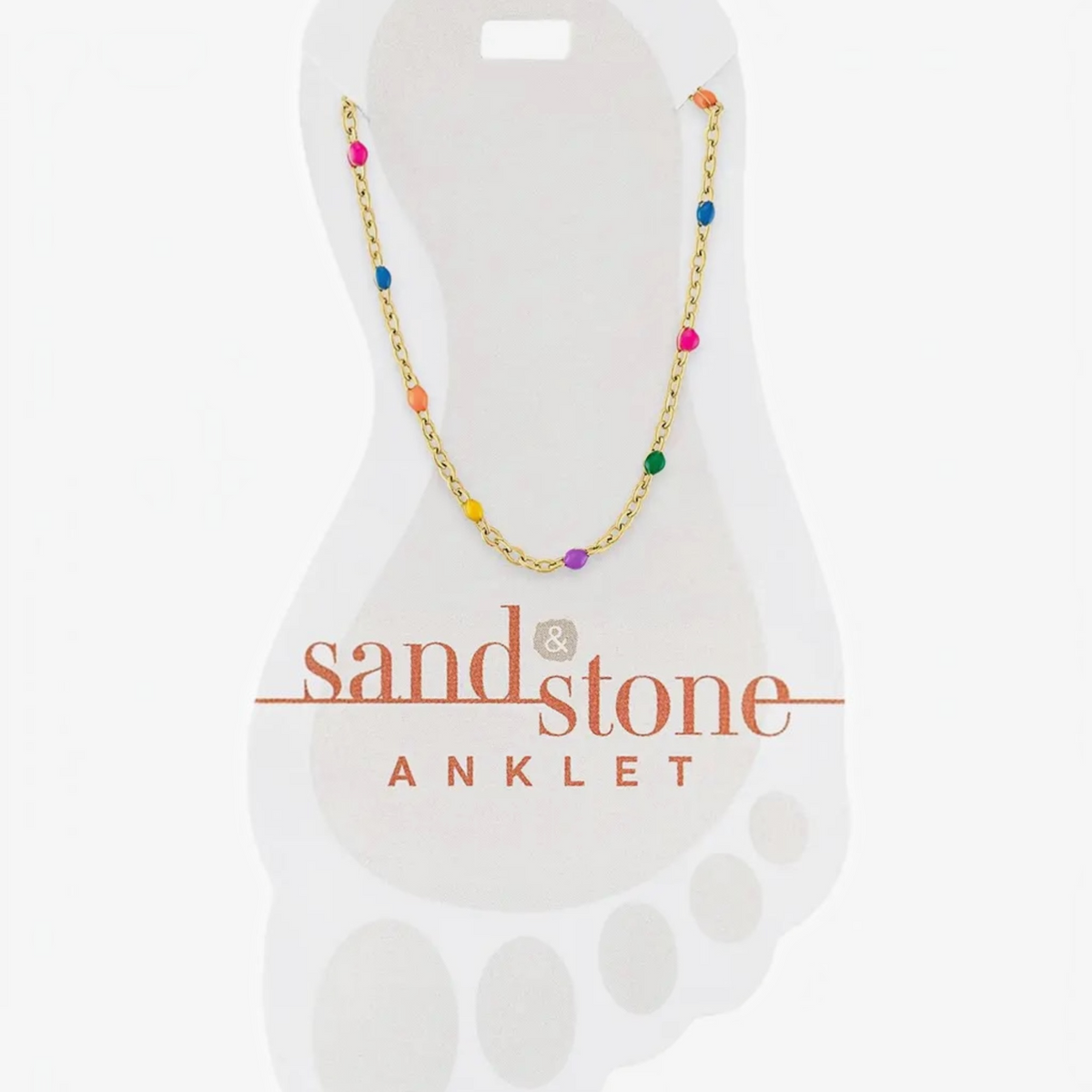 Sand & Stone: Gold Petite Rainbow Beaded Chain Anklet