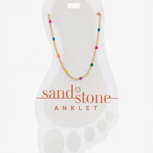 Sand & Stone: Gold Petite Rainbow Beaded Chain Anklet