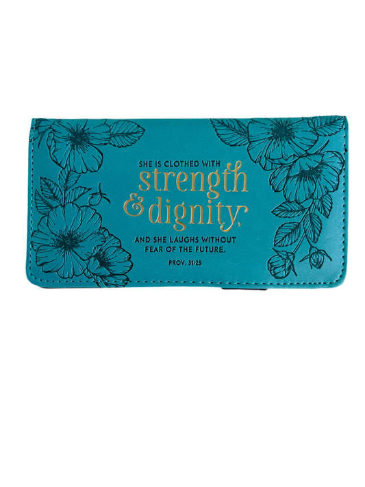 Strength & Dignity Teal Checkbook Cover