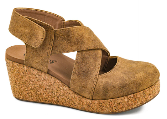 Case Closed Tan Wedge by Corkys