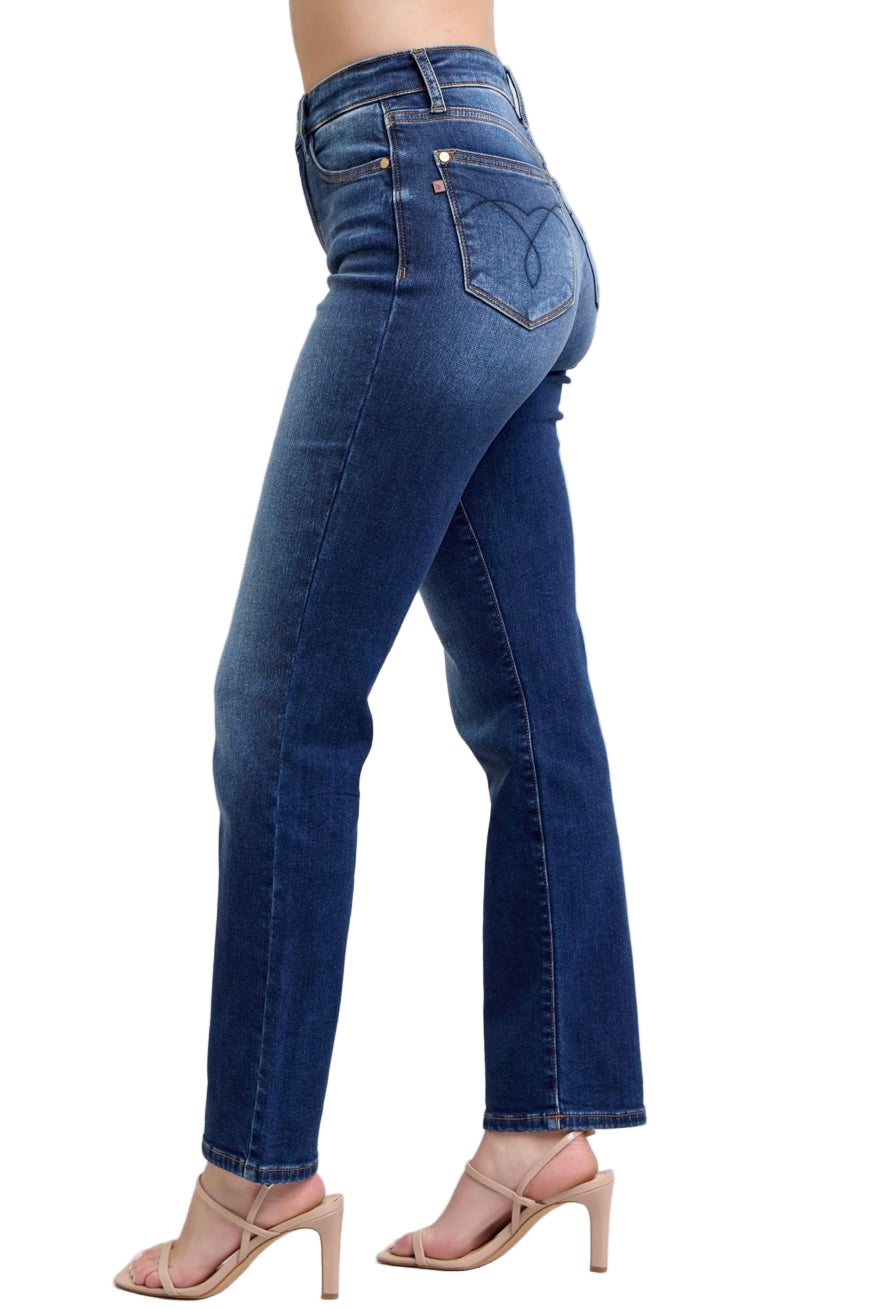 Vintage Wash Thermal Straight Jeans by Judy Blue