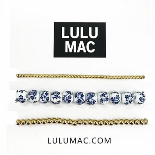 Lulu Mac (Gold/Blue-White/Gold) 3 Piece Bracelet