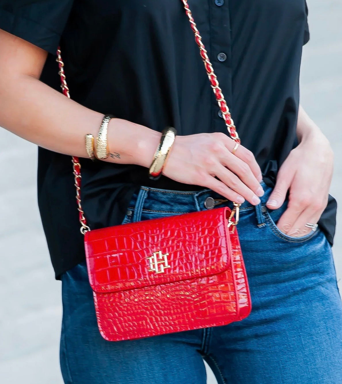 Evelyn Crossbody Red Patent EC by Caroline Hill