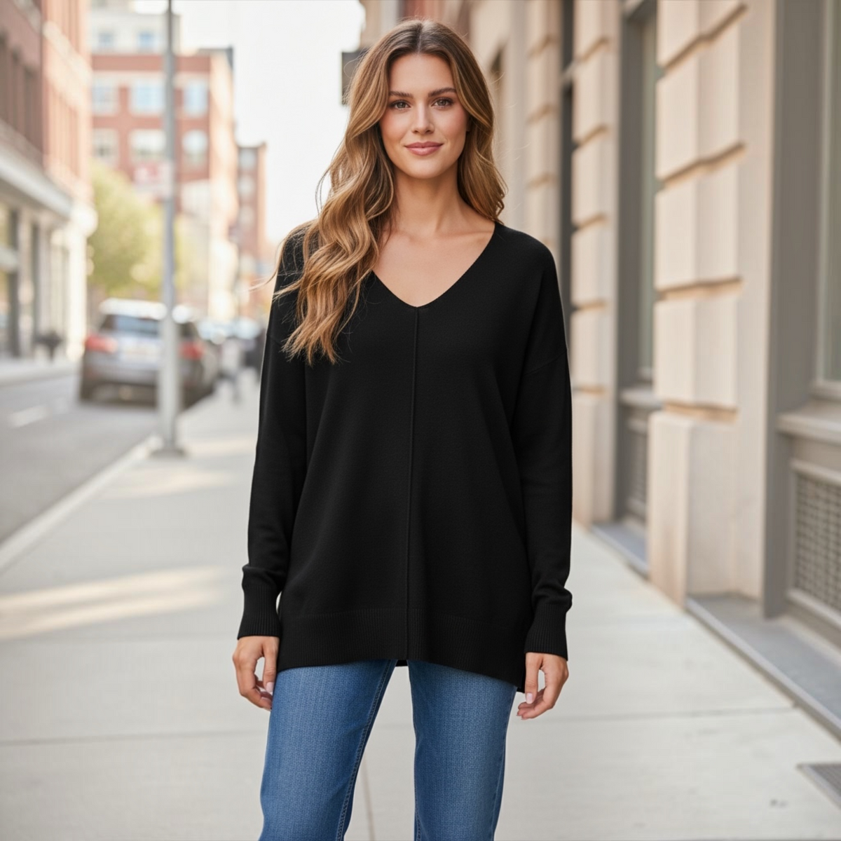 Black Front Seam Sweater