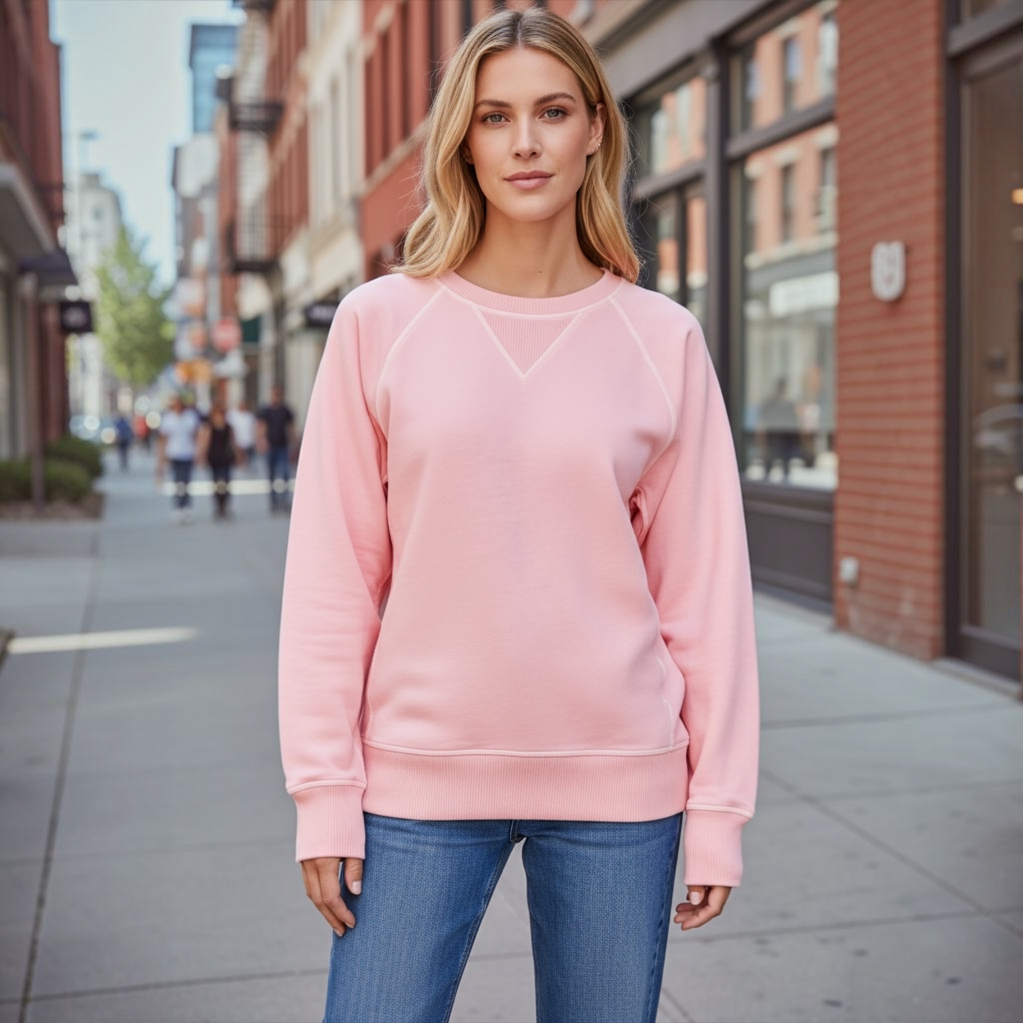 French Terry Pullover Sweatshirt With Pockets In Dusty Pink by Zenana