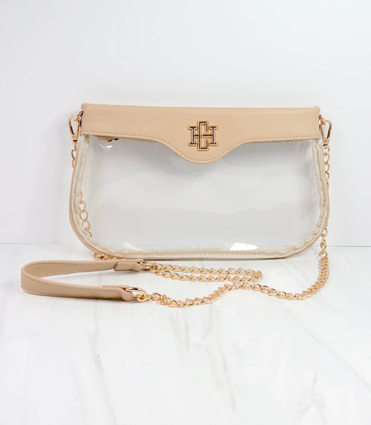 Madi Clear Crossbody Handbag in Nude by Caroline Hill