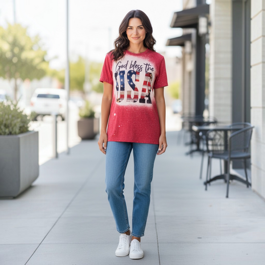 God Bless the USA Bleached T-Shirt