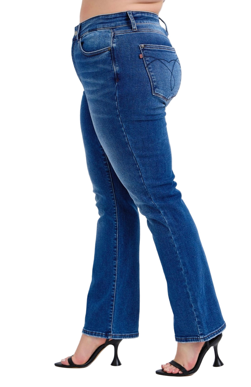 Mid Rise Thermal Bootcut Jeans by Judy Blue