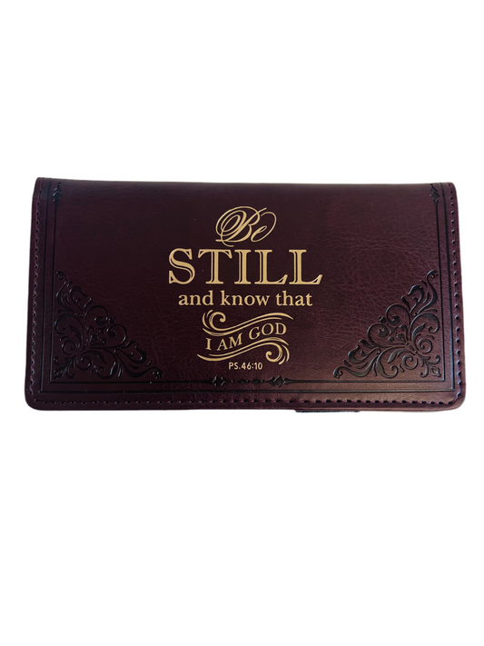 Be Still and Know Brown Checkbook Cover