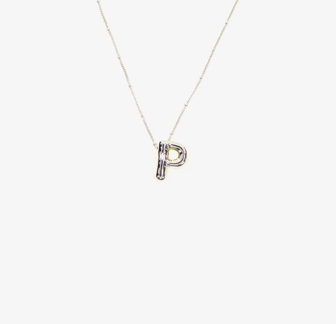 Initial Balloon Bubble Silver Necklace