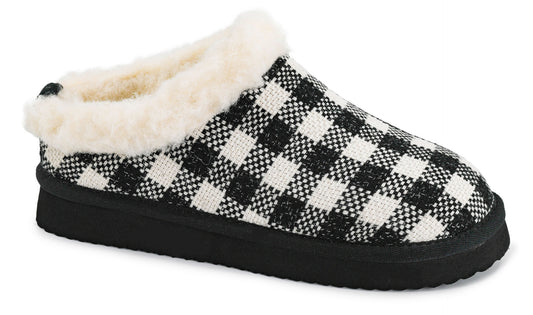 Sleepyhead Black Ivory Check Slip On Shoes by Corkys