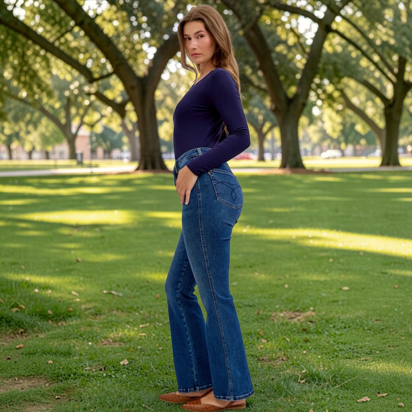 Judy Blue Dark High Waist Tummy Control Bootcut Short Inseam Jeans
