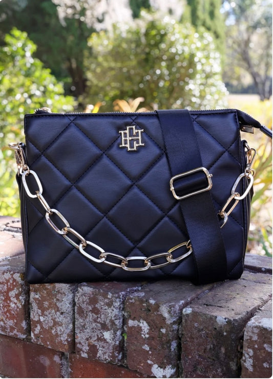 Ariana Crossbody Black Quilted LD by Caroline Hill