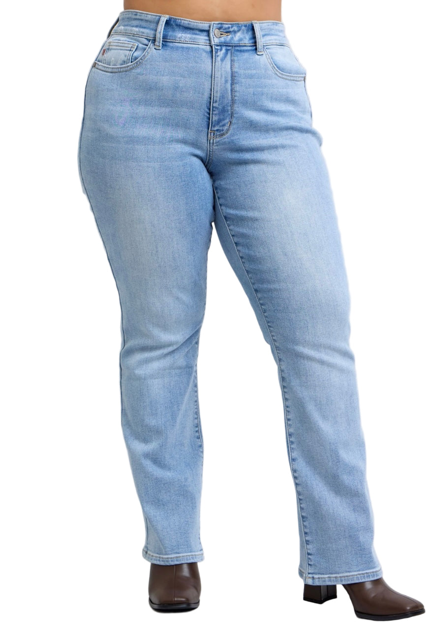 Mid Rise Thermal Bootcut Jeans by Judy Blue