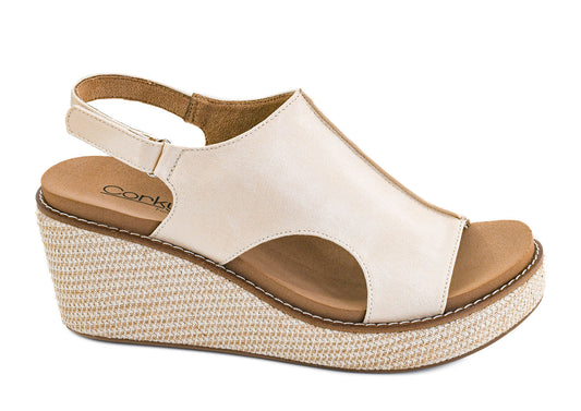 Carley Ecru Wedge by Corkys