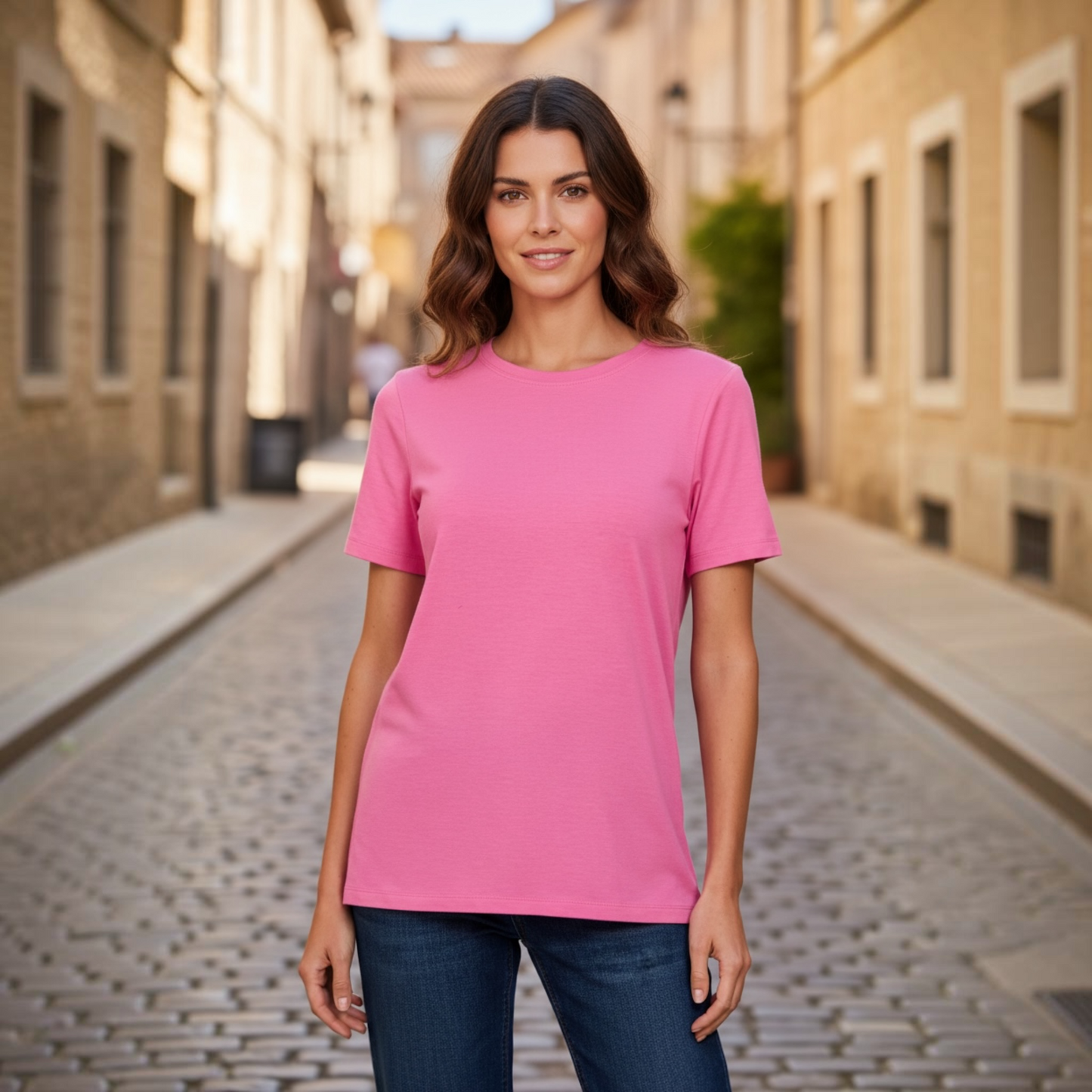 Short Sleeve Round Neck T-Shirt (Candy Pink) by Zenana