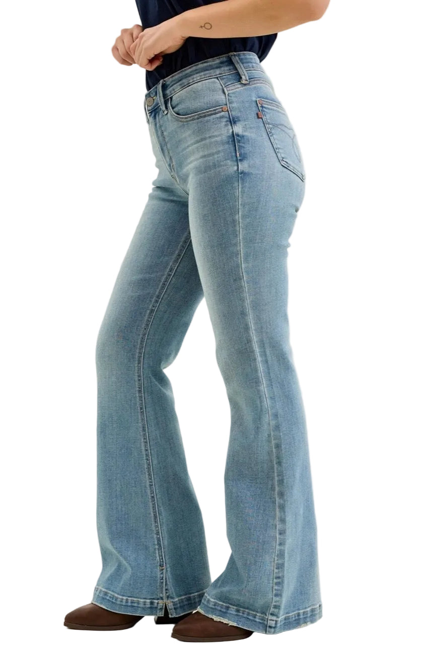 Mid Rise Short Inseam MD Flare Jeans by Judy Blue