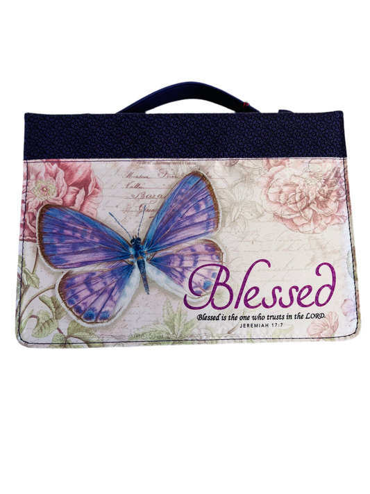 Blessed Butterfly Purple Large Bible Cover