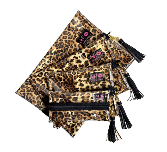 Lady Leopard Clear Top Makeup Junkie Bags