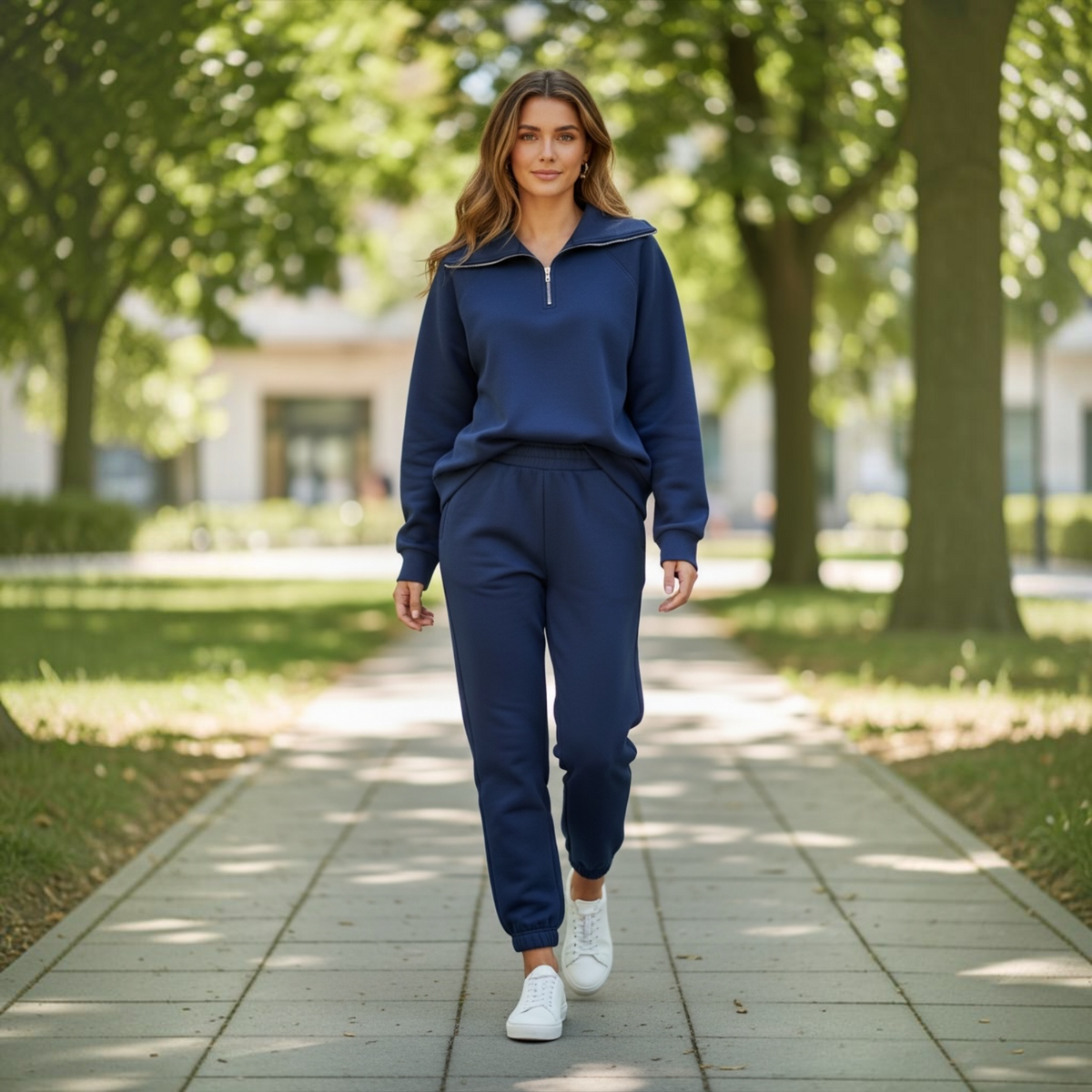 Quarter Zip Pullover + Jogger Travel Set in Navy by Dear Scarlett