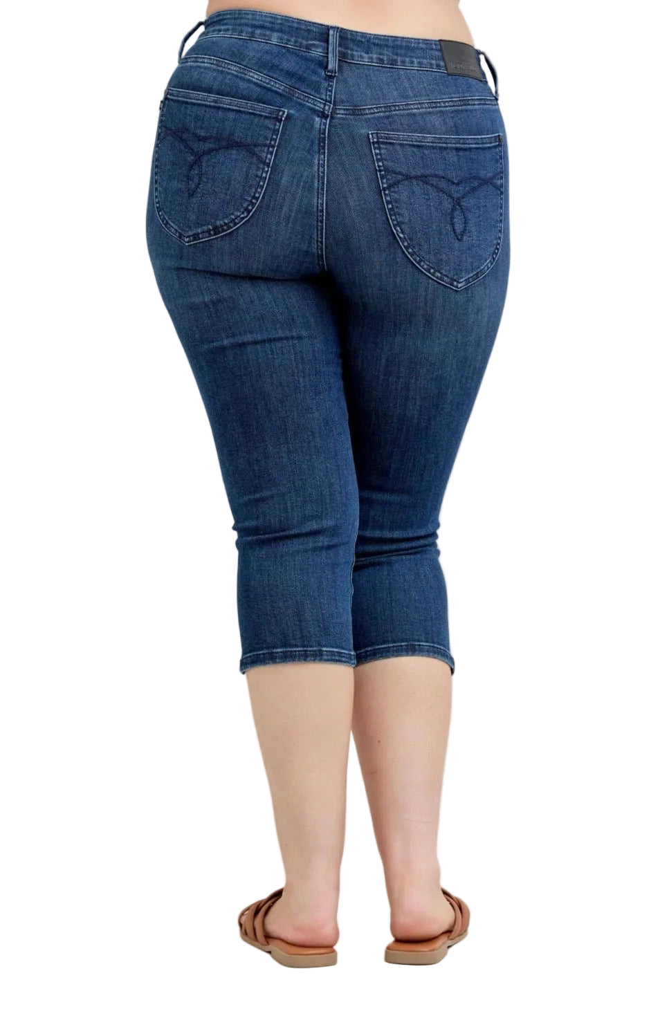 High Waist Tummy Control Dark Blue Capri by Judy Blue