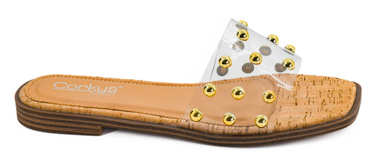 Come Aboard Clear With Studs Sandal by Corkys