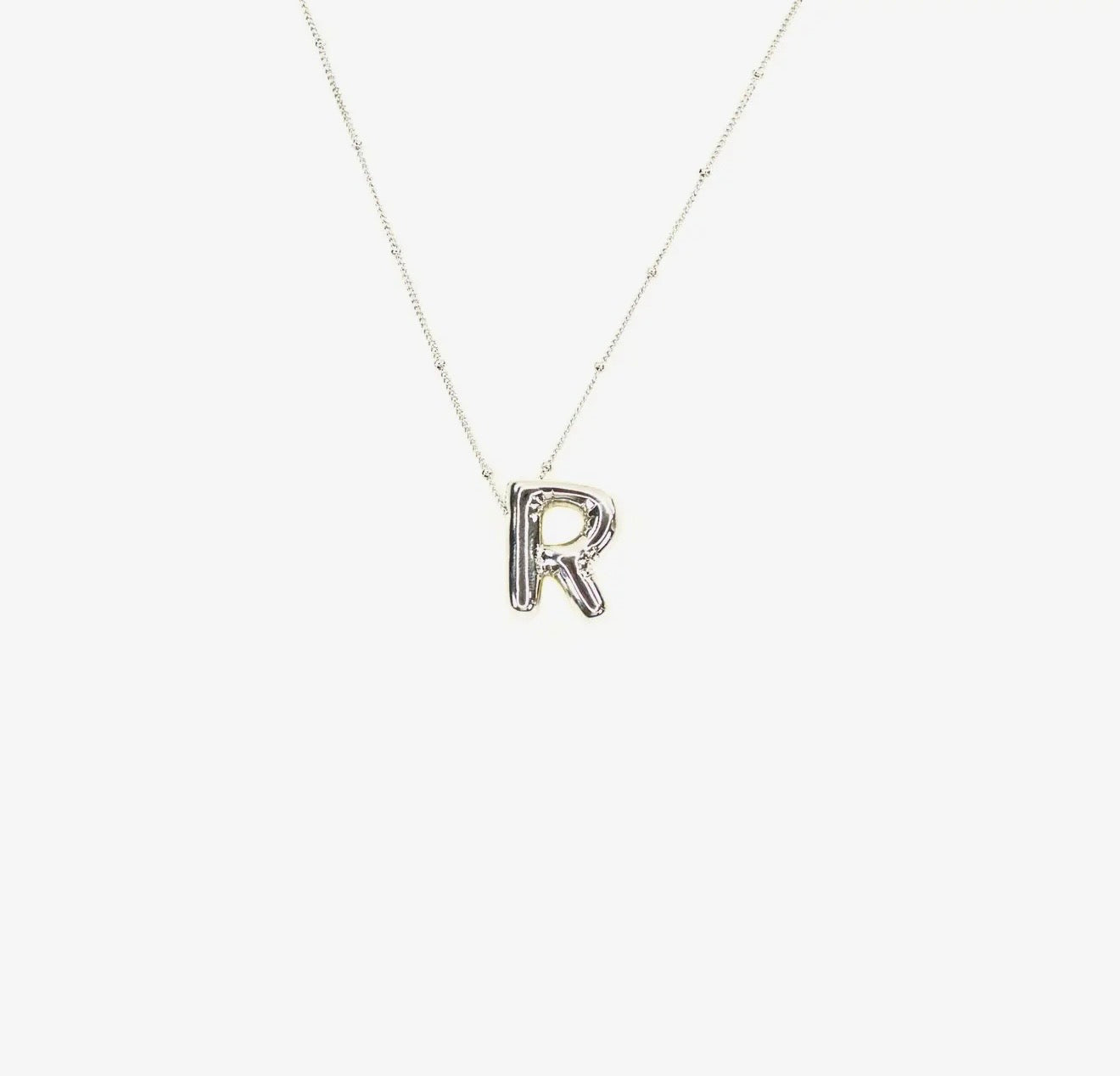 Initial Balloon Bubble Silver Necklace