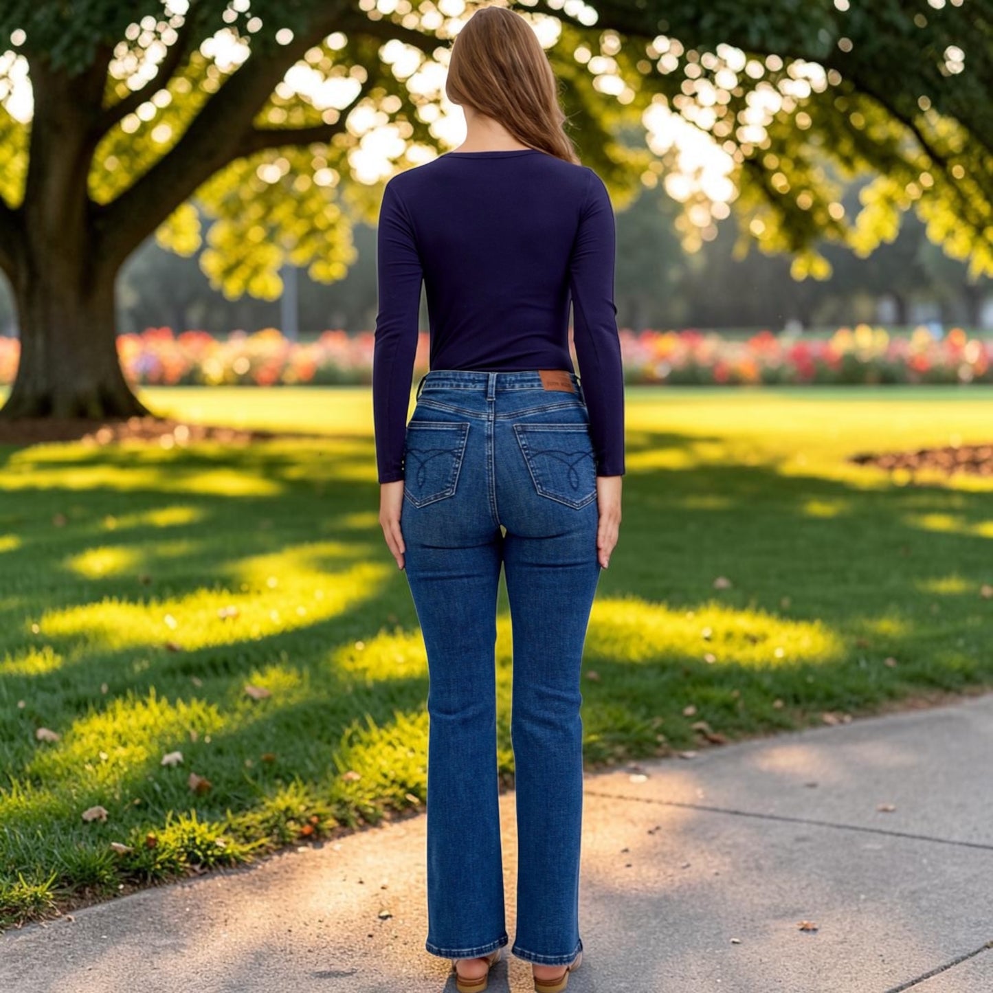 Judy Blue Dark High Waist Tummy Control Bootcut Short Inseam Jeans