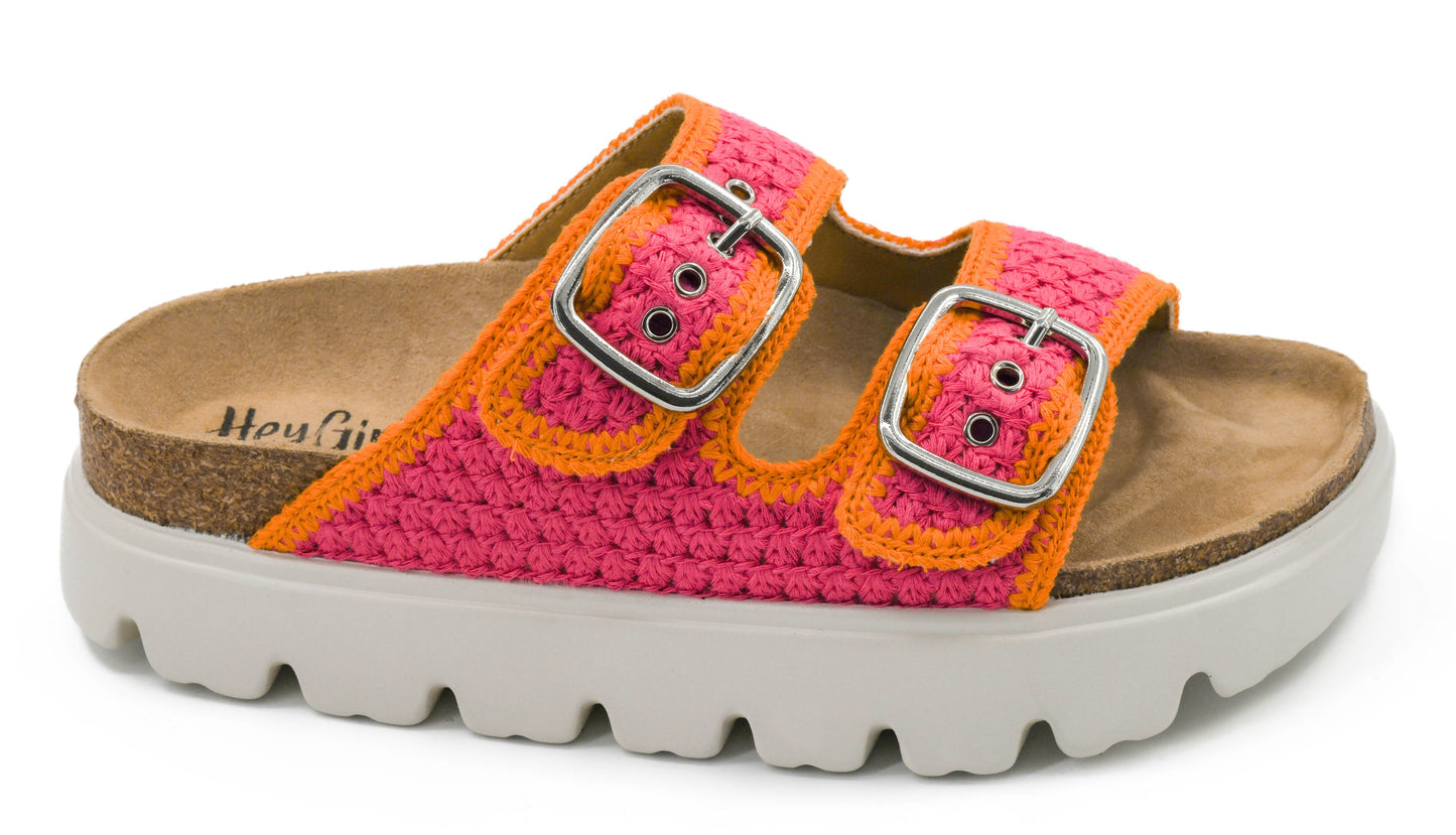 Rumor Has It Pink Orange Sandal by Corkys