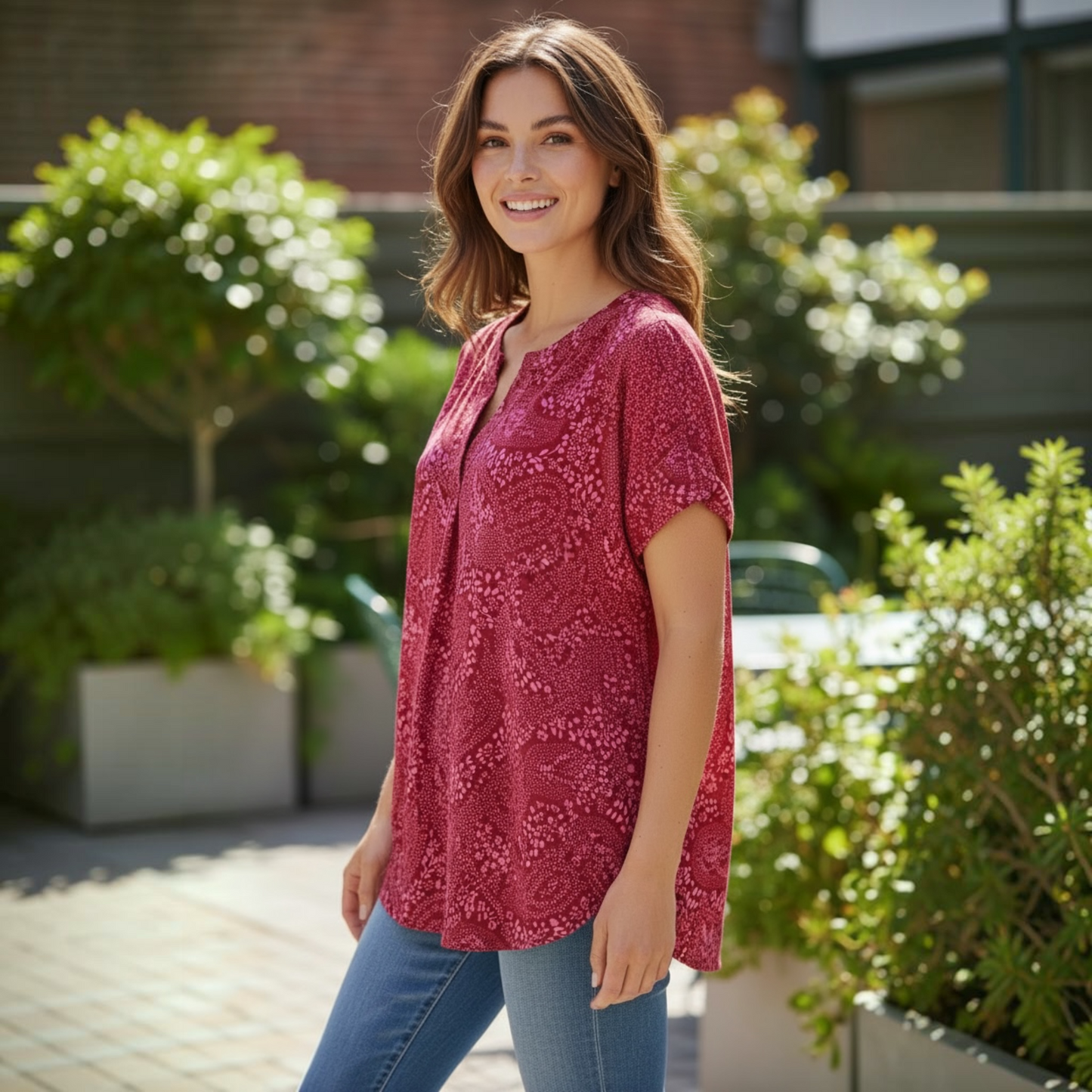 Lizzy Dolman Short Sleeve Wrinkle Free Top by Dear Scarlett