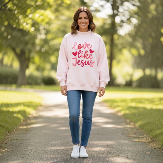 Light Pink love like Jesus Mock Neck Sweatshirt