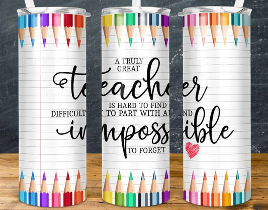 Teacher Pencil 20oz Skinny Tumbler