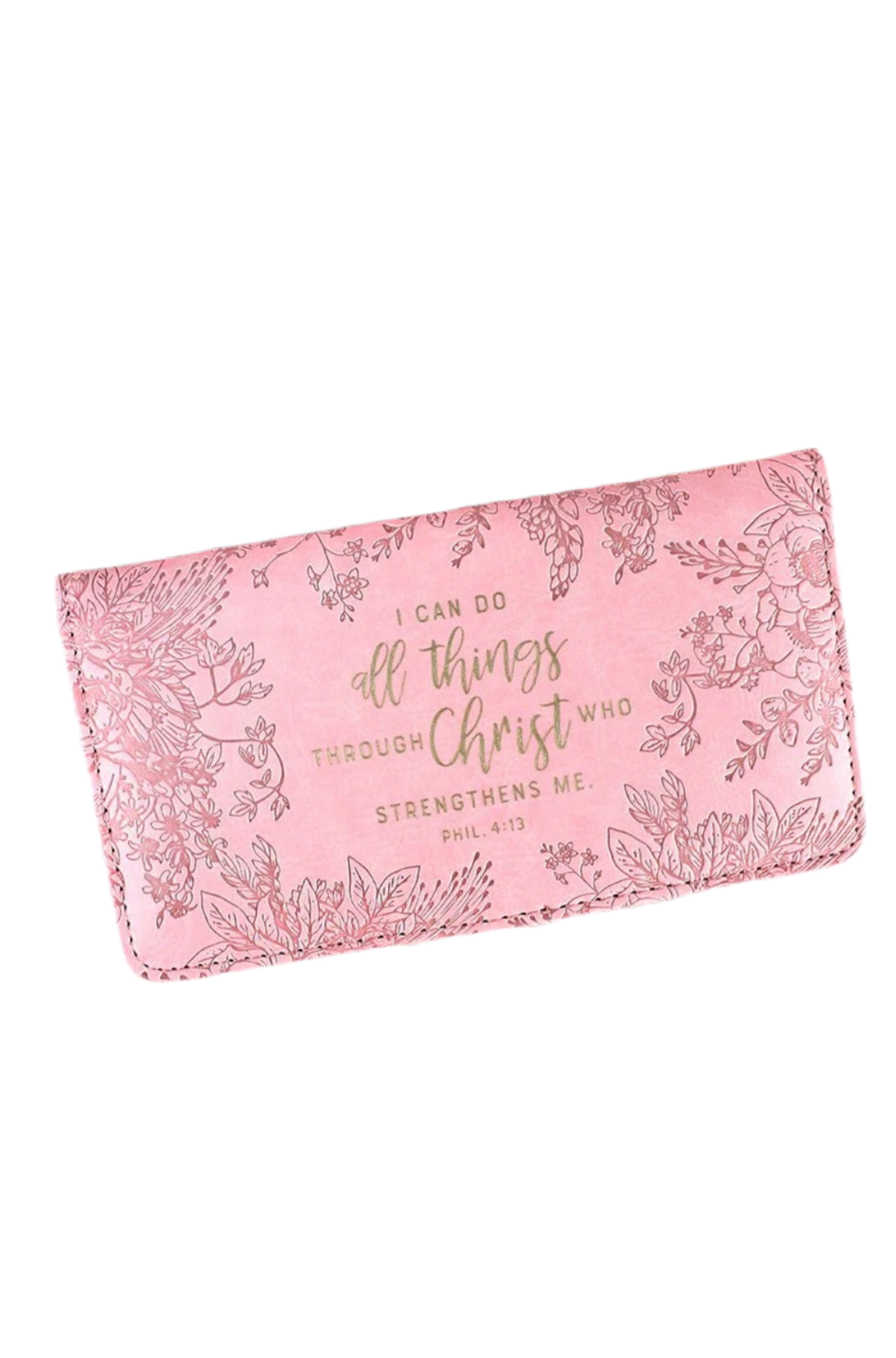 Philippians 4:13 ‘All Things Through Christ’ Pink Checkbook Cover