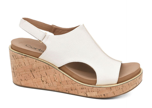 Carley Ivory Lizard 2 Wedge by Corkys