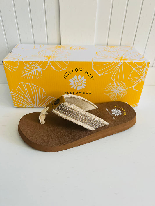 Yellow box mellow on sale mat flip flops